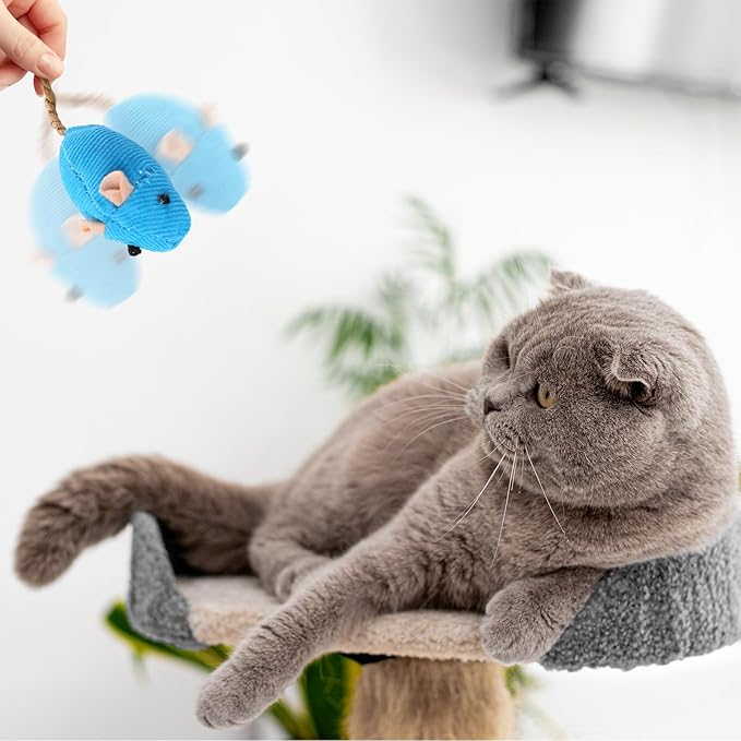 MOZEAT LENS 8 Pack Interactive Cat Mice Toys - Plush Catnip Mouse Shaped Biting Toys for Indoor Cats - Realistic Design in 8 Colors
