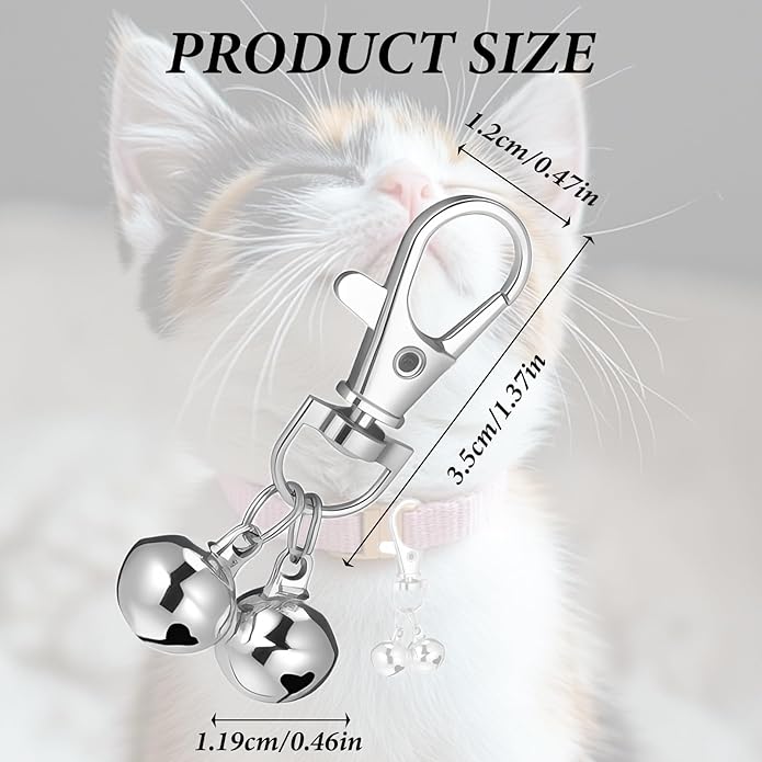 5 Pcs Bells For Dog Collars, Silver Cat Bells Dog Training Bell Loud, Dogs Tag Clip Jewelry Pet Pendant Accessories for Pet Cat Dogs Necklace Collar
