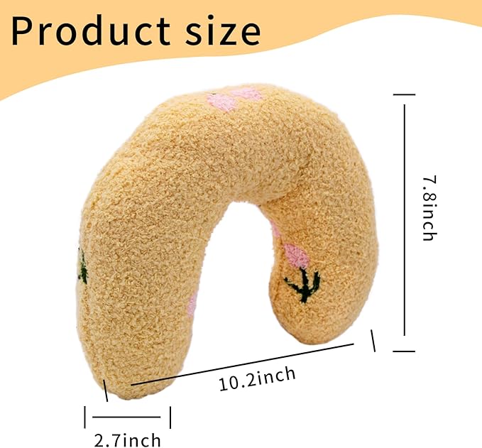 Andiker Pillows for Cats, U Shape Soft Fluffy Kitten Pillow to Lay On Cat Bed Pillow Ultra Soft Pet Pillow for Cat Fluffy Cats Pillows for Indoor Cats and Puppies to Improve Sleep Quality (Yellow)