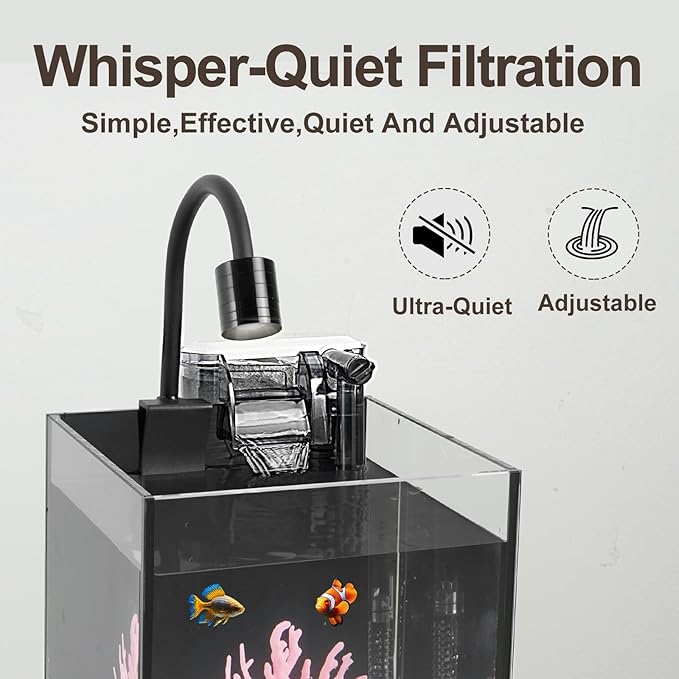 DIY Aquarium Masterpiece Kit - Create Your Own Unique Ocean Aquascape with Natural Shells, Vibrant Corals, RGB Color Lights, Filter, Pump and 1.2Gal Cube Rimless Tank