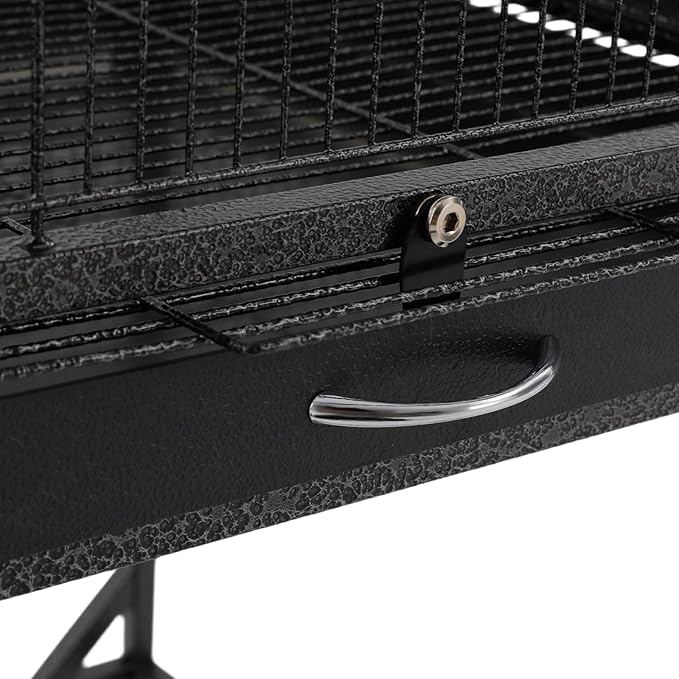 18x18x49 in Iron Flight Bird Cage, Freestanding Parakeet Bird Cage, Pigeons Parrot Birdcage, Large Parakeets Cage with 4 Universal Wheels, 3 Wooden Stands, 2* Feeding Cups and Slide-Out Tray (Black)