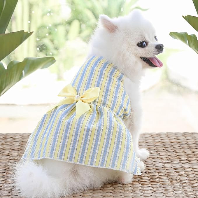 TAPBULL Dog Dresses, Fashionable Pet Dog Clothes, Cute Cat Birthday Dress Outfit (Blue/Red/Pink/Pink-Blue/Yellow-Blue 5-Pack), XX-Large