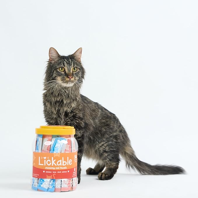 Fieldcrest Farms Lickable Creamy Cat Treats – 50ct Variety Pack – 4 Savory Flavors (Chicken, Tuna, Duck, Salmon) with Taurine – Smooth, Tasty Cat Treat Tubes – Serve by Hand, Dish, or as a Topper