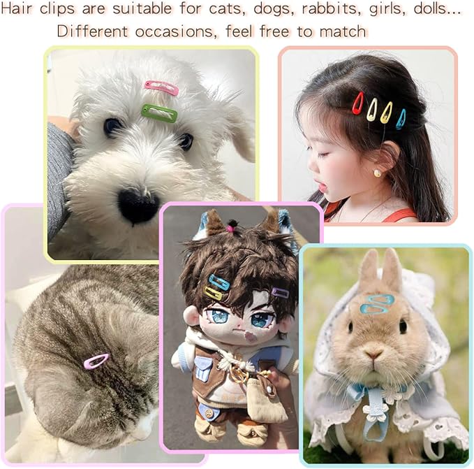 Dog Hair Clips Pet Hairpin Hair Accessories for Dog Cat Puppy Girl, 30 Piece Hair Clips, 100 Rubber Bands, Pet Accessories Storage Box