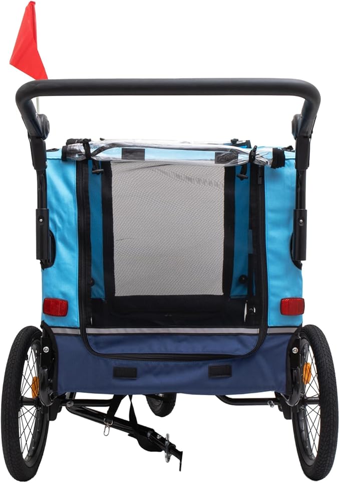Extra Large Dog Bike Trailer, 2-in-1 Convertible Pet Stroller Cart Bicycle Carrier with Swivel Wheels & Universal Hitch, Foldable Pet/Cargo Carrier for Bicycles Camping Hiking