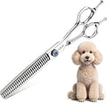 ULG Professional Dog Grooming Scissors 7.0” Straight Chunker Shear 65%-75% Thinning Rate 440C Japanese Stainless Steel Tension Adjustable Left & Right Handed Pet Grooming Shears