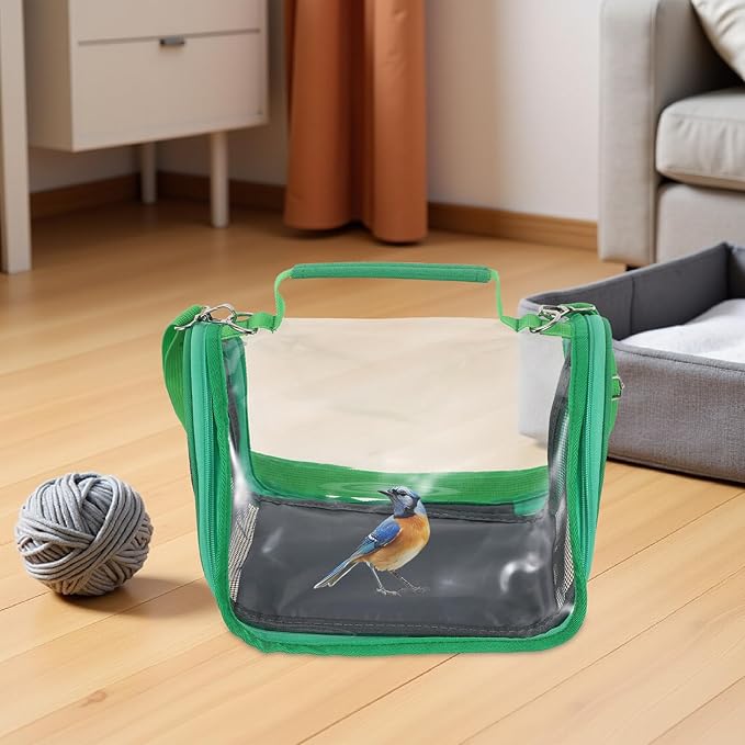 DOITOOL Small Bird Travel Cage Carrier Portable Bird Travel Carrier Bag Lightweight Green for Outdoor and Vacation Use
