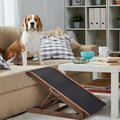 SLSY Dog Ramp for Bed, Couch & Car, Foldable Pet Ramp for Small Dogs and Cats, 4 Adjustable Heights 13.7''–19.6", Portable Stable Wooden Pet Steps with Non-Slip Pad for Sofa or Stairs