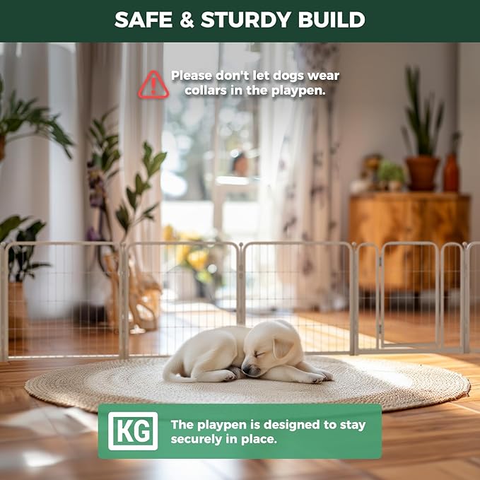FXW Homeplus Unleashed Indoor Dog Playpen - Stress-Free and Safe Play, Heavy Duty 24 Inch 6 Panels Dog Pen for Puppy and Small Dogs, White│Patented