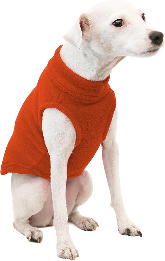 Gooby - Stretch Fleece Vest, Pullover Fleece Vest Jacket Sweater for Dogs, Pumpkin, Large Length (13")