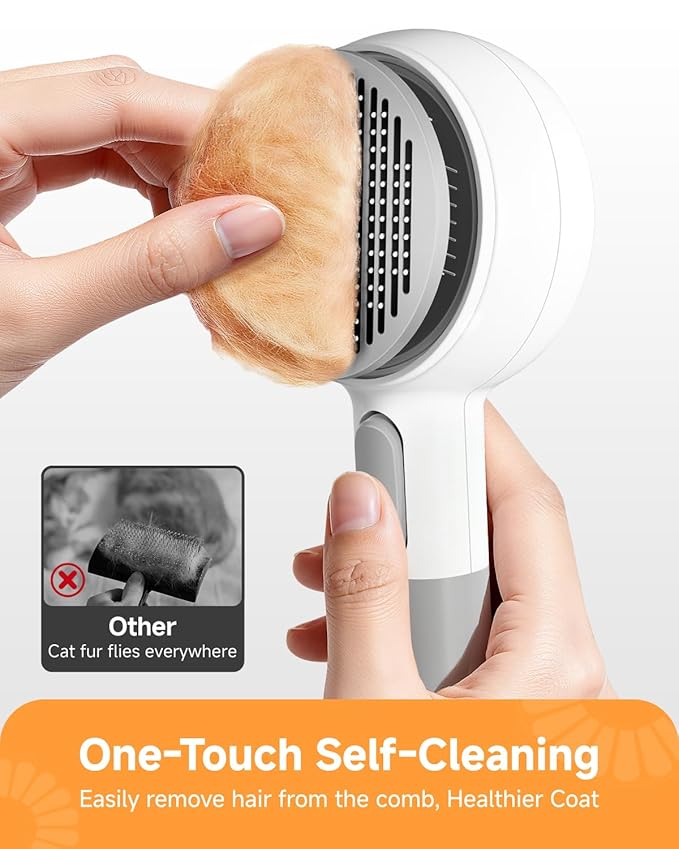 Pet Spray Brush for Cats & Dogs, 3-in-1 Grooming Tool with Steam Mist, 2-Speed Spray Settings, Removes Dander & Deshedding, One-Touch Self-Cleaning Hair Brush, for Long Short Hair Pets