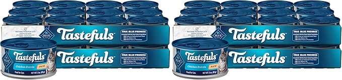 Blue Buffalo Tastefuls Natural Pate Wet Cat Food,Chicken Entrée 3-oz cans,(Pack of 48)