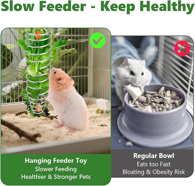 2Pcs Rat Enrichment Toys - Stainless Steel Rat Foraging Toy Treat Dispensing Slow Feeder Intelligence Enrichment Bird Fruit Vegetable Holder for Rats Cage,Parakeet Conure