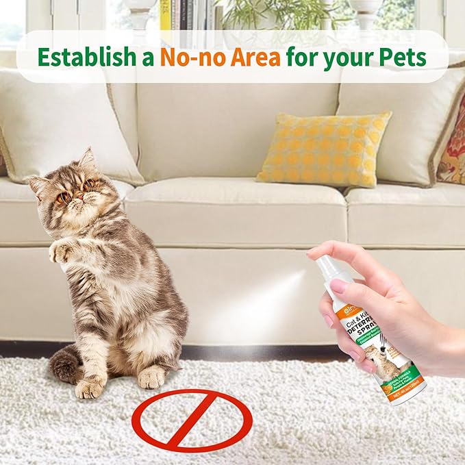 Cat Deterrent Spray - Cat Repellent Indoor, Stop Scratching Furniture, Walls, Cords & Plants, Natural Herbal Formula, No Scratch Training Aid, 4oz