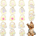 20 Pcs Handmade Cute Puppy Hair Bows, Flower Bowknot with Rubber Bands for Small Dog Hair Ties Accessories Cream Yellow