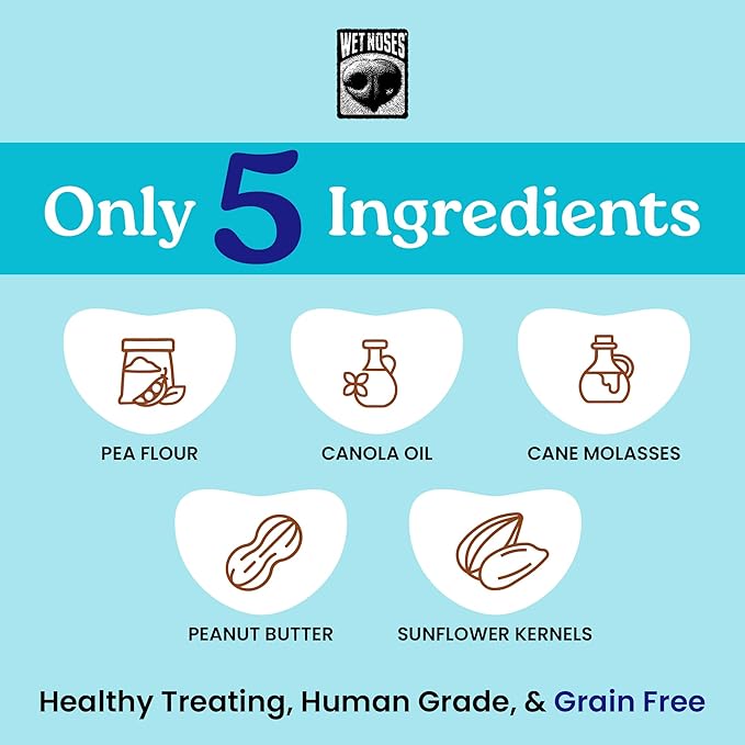 Wet Noses Organic Crunchy Dog Treats – All-Natural, Human-Grade, Non-GMO, Healthy Training & Delicious Snacks for Dogs, for All Dog Sizes & Breeds – Grain Free Peanut Butter & Molasses, 14oz (2 Pack)
