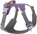 No Pull Dog Harness – Adjustable Reflective Nylon Vest for Small Medium Large Dogs, Escape Proof Training Harness with Leather Control Handle, Lightweight Aluminum Hardware (Purple, M)