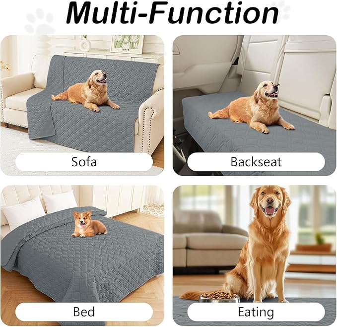hyha Waterproof Dog Bed Blanket, Soft Pet Blankets, Waterproof Couch Cover for Dogs, Reversible Sofa Covers Washable for Furniture (30x70 Inch, Dark Grey/Dark Grey)