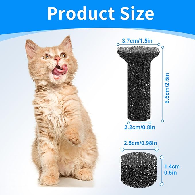 Premium Fountain Replacement Foam Filters/Sponge Mufflers - 6 Sets (Compatible with Premium Smart 2.5L/84oz Cat Pet Dog Water Fountain for Drinking)