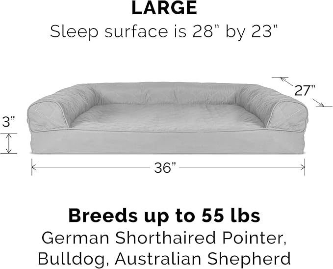 Furhaven Replacement Dog Bed Cover Quilted Sofa-Style, Machine Washable - Silver Gray, Large
