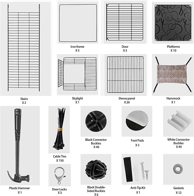 ZENY Cat Cage Indoor Cat Enclosures DIY Cat Playpen Detachable Metal Wire Kennels with Extra Large Hammock for 1-2 Cats, Ferret, Chinchilla, Rabbit or Small Animals