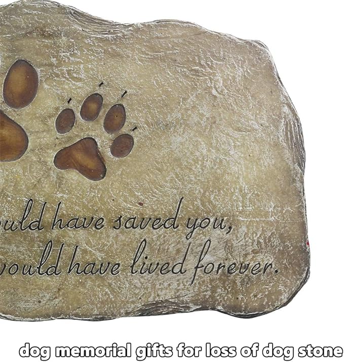 jinhuoba Paw Prints Dog Pet Memorial Stones, Pet Garden Stone Grave Marker for Dog or Cat, Hand-Painted Pet Memorial Gift Loss Gifts Sympathy Gifts for Dogs or Cats Indoor or Outdoor, 11" x 8"