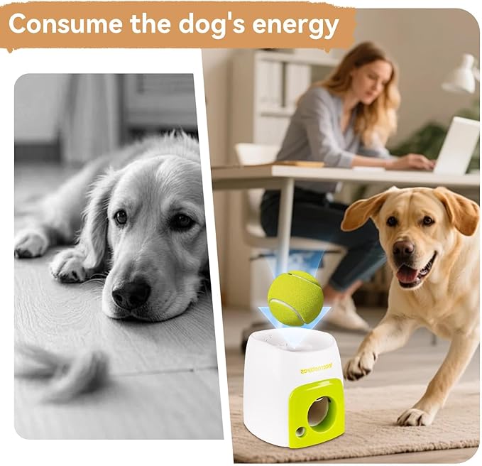 JITUIHOM Automatic Dog Ball Launcher, Rechargeable Dog Toy,with 2.5in EPTU Balls for Medium to Large Dogs, Interactive Dog Fetch Toy for Mental & Physical Exercise