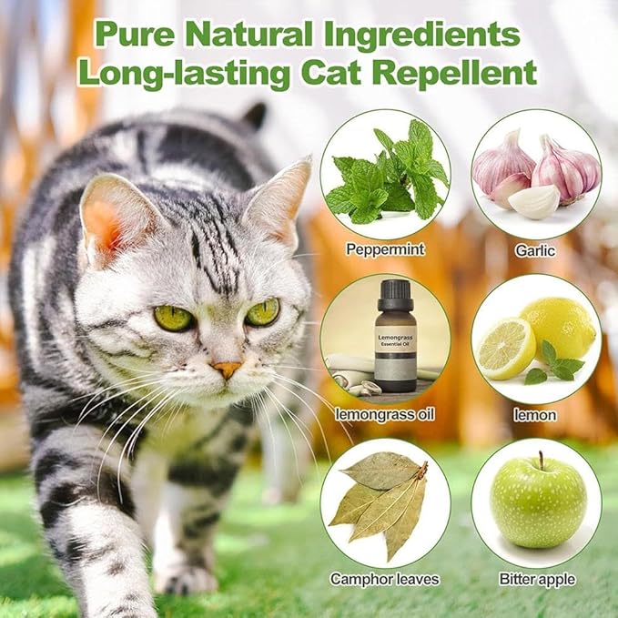 10/12 Pack Dog Deterrent, Cat Repellent Spray, Safe and Effective Formula, for Indoor Outdoor Use, Protects Gardens Furniture from Scratching Digging, Pet and Plant Friendly. (White 10pcs)