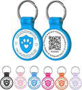 Silicone Cat Tags Personalized Small for Pet Collars, QR Code Cat Name Tags, Scan Location Alerts, Blue S