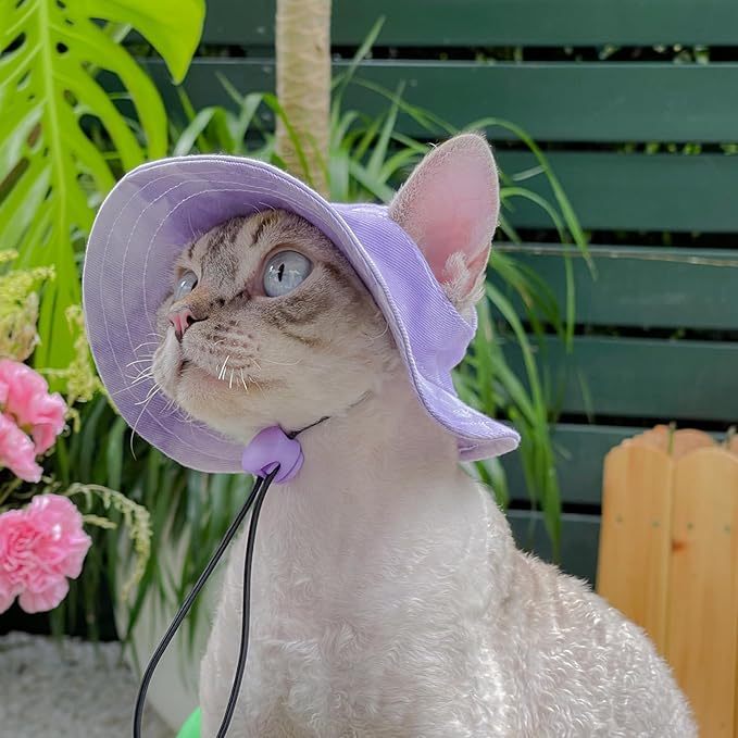 Pet hat with Ear Holes Sunscreen Baseball Cap Suitable for Small and Medium-Sized Dogs Outdoor Climbing hat in Summer Pet Products (Purple, Medium)