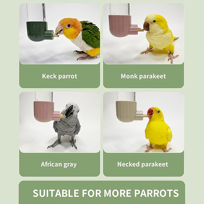 AOTU 9.4 Fl Oz Bird Water Dispenser Automatic Bird Water Feeder for Cage with Spring Valve, Conure Cage Accessories for Cockatiels Budgies African Grey Amazon Lovebirds Canary (White, 9.4 fl oz)