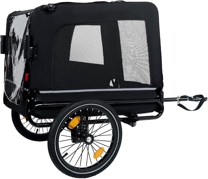 Extra Large Dog Bike Trailer, 2-in-1 Convertible Pet Stroller Cart Bicycle Carrier with Swivel Wheels & Universal Hitch, Foldable Pet/Cargo Carrier for Bicycles Camping Hiking