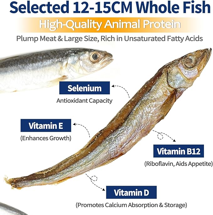 Whole Capelin Cat Treats Freeze Dried - Crunchy Dental Sticks, Single Ingredient Snacks, Rich in Natural Oils for a Glossy Coat & Healthy Skin - No Grains, No Fillers 3.5oz