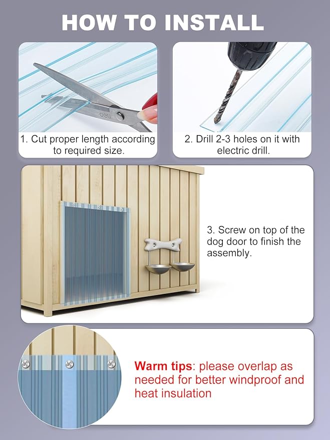 13.7in x 4.9ft Door Replacement Flaps for Dog House - Easy to Cut & Install Transparent Vinyl Strip for Doggie/Doggy/Cat Entry Door
