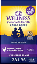 Wellness Complete Health Large Breed Adult Dry Dog Food, Wholesome Grain Kibble, Natural, Chicken and Brown Rice Recipe, 38 lb Bag