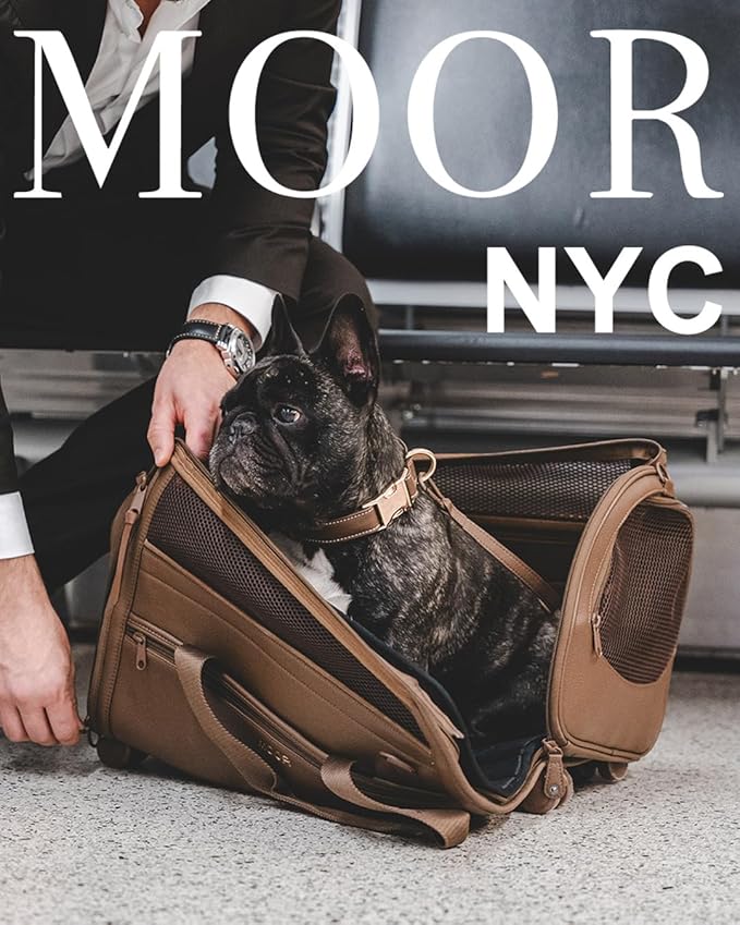 MOOR NYC Luxury Made Travel Bag. A Unique Pet Travel Bag Design for Dogs or Cats. TSA Approved (Cream Luxury Travel Bag)