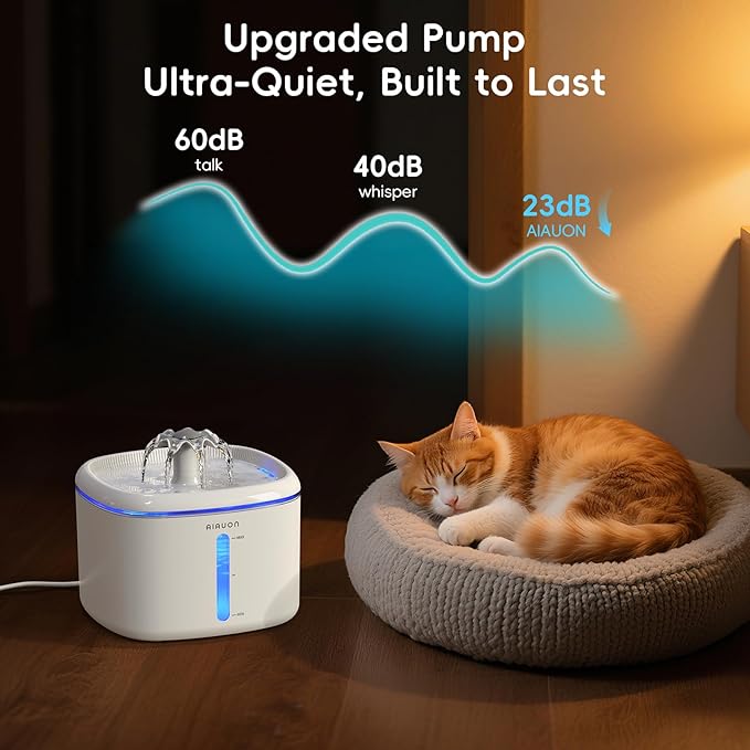 Cat Water Fountain,2.5L/84oz Pet Cat Fountain – Ultra Quiet Upgraded Automatic Pet Water Dispenser with 8 Replaceable Filters, Indoor Cat & Dog Drinking Bowl