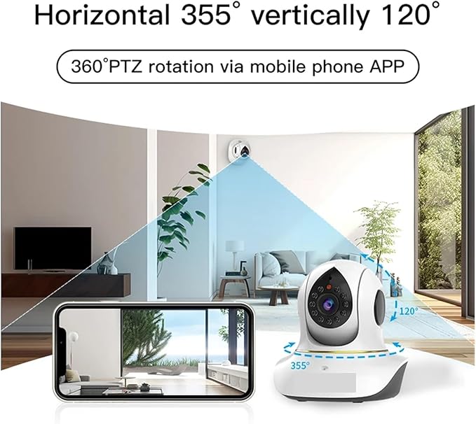 1080P WiFi Camera Indoor IP Camera Pet Monitor 360° PTZ Home Security Surveillance Motion Detection(E/U,Camera Add 128G)