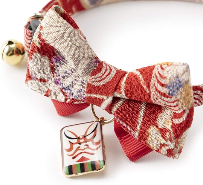Necoichi Kabuki Charm Bow Tie Cat Collar (Red)