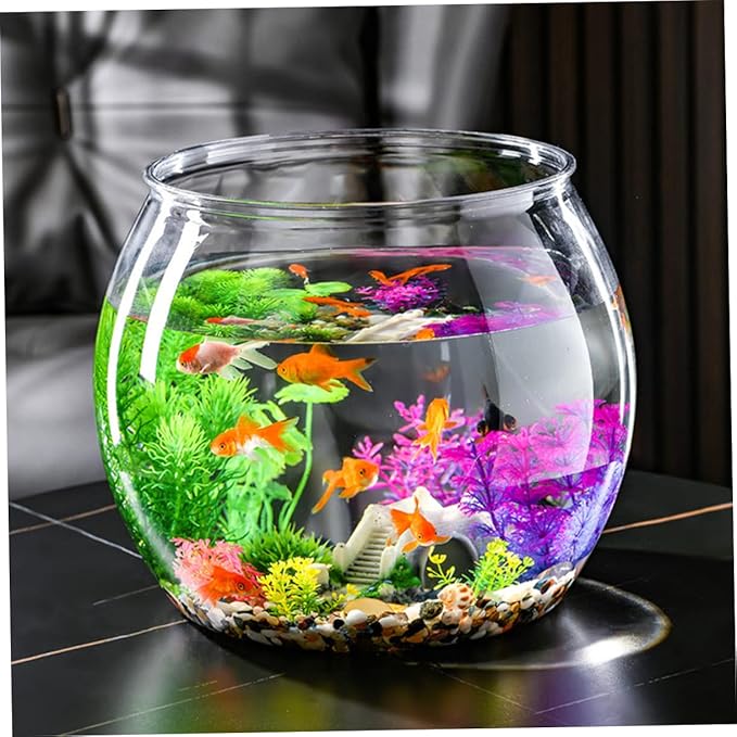 Plastic Round Goldfish Aquarium Fish Tank for Goldfish Fish Bowls Decorative Portable and Easy to Clean