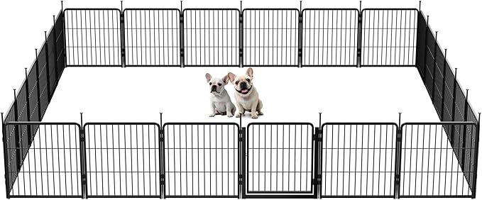 SunsGrove Dog Playpen Outdoor, Heavy Duty 24 Inch 24 Panels Dog Playpen for Small and Puppy Dogs, Free and Safe Play Dog Fence Indoor, Black