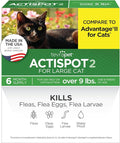 TevraPet Actispot II Flea Treatment for Large Cats 9+ lbs | 6 Doses | Powerful Prevention and Control