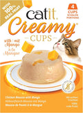 Catit Creamy Cups Cat Treats – Chicken/Mango 4 Pack for Cats & Kittens – Grain-Free, No Salt or Preservatives