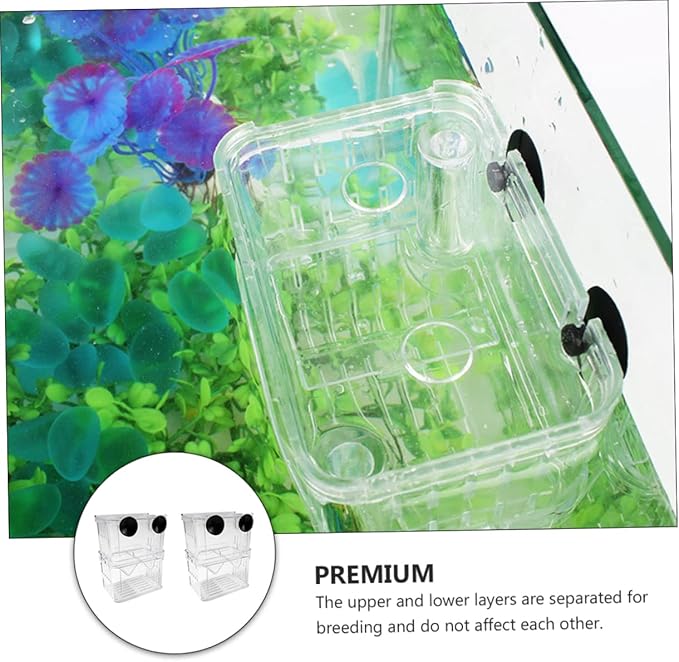 Happyyami 2pcs Fish Breeding Tank Divider Acrylic Fish Box Breeding Tank for Guppies and Goldfish