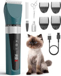 oneisall Cat Clippers for Matted Hair, 5-Speed Quiet Cat Grooming kit, Cordless Pet Shaver for Long Hair,Waterproof Pet Hair Trimmer, Pet Clippers for Cats(Green)