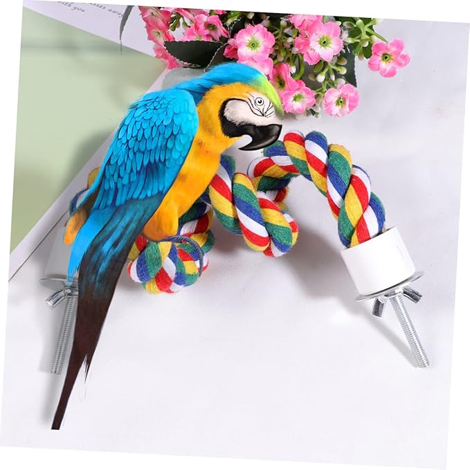 Bird Rope Perch, Colorful Parrot Cotton Rope Bird Perch Stand Climbing Toys Pet Parrot Chewing Toy for Parrots Cockatiels Parakeets Budgie Cages