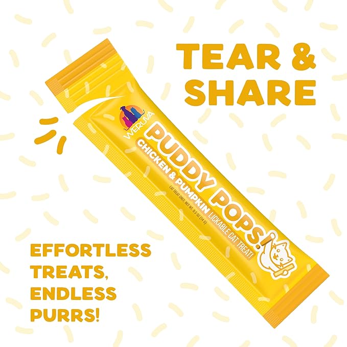 Weruva Puddy Pops, Chicken and Pumpkin Lickable Cat Treats, 0.5oz Tube, Pack of 5