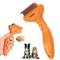 Dog Deshedding Brush & Dematting Comb for Cats - Removes Mats, Tangles & Loose Hair Painlessly, Professional Undercoat Rake for Long Haired Pets(Orange)