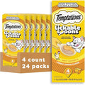 Temptations Lickable Spoons, Soft Lickable Cat Treats, Adult Wet Cat Treats, Tasty Chicken and Cheesy Cheese Flavor, 4 Spoons, Pack of 24 (96 Total)