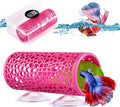 Abizoo Betta Fish Pink Tunnel Hideout for Aquarium Decoration Durable Hollow Design Easy to Clean Smooth Finish Enhances Habitat Comfort Fish Tank Accessory for Shrimp Guppies